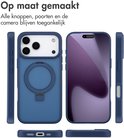 Blauw hoesje voor iPhone met ringstandaard, alle knoppen en poorten toegankelijk