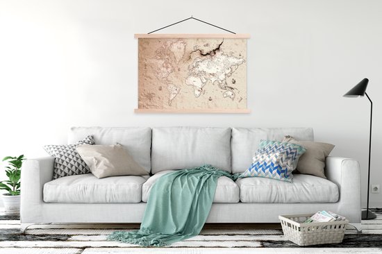 Décoration murale - Carte - Monde - Vintage - Affiche scolaire - 120x80 cm