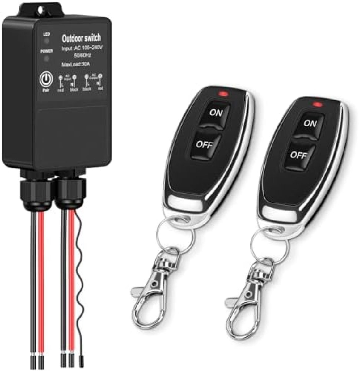 Draadloze Waterdichte Afstandsbedieningsschakelaar IP65 – RF Schakelaar 110-240V – 30A Relais – 50 Meter Bereik – Voor Rolpoorten, Verlichting En Elektrische Apparaten