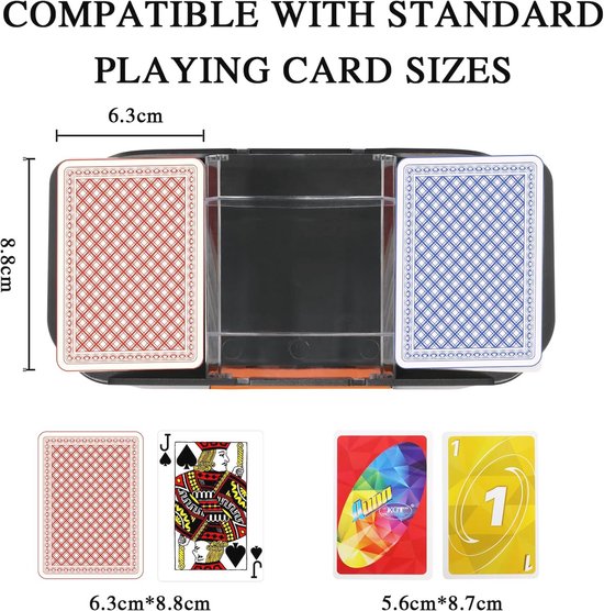 ZAKVOP Mélangeur De Cartes Électronique – Batterie 2000mAh – Mélange Rapide 2,5s – Silencieux – Pour Poker Uno Skip-Bo