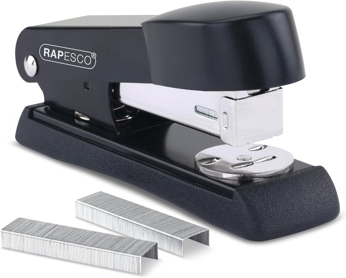 Minno Stapler - Compact and Durable Desk Stapler, Capacity 20 Sheets, Black