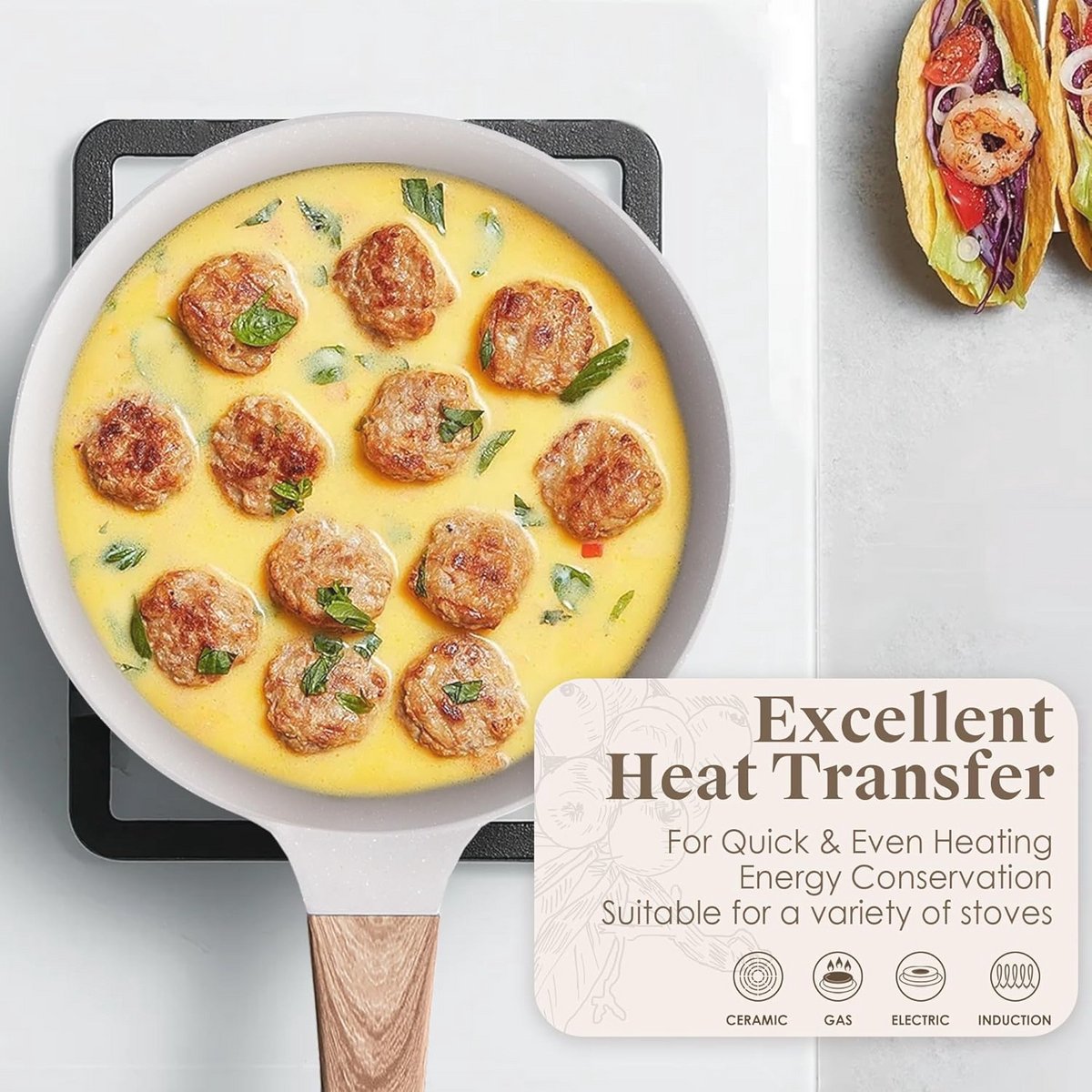 Inductiepannetje met anti-aanbaklaag, 24 cm, Graniet - Kookgerei zonder PFOA