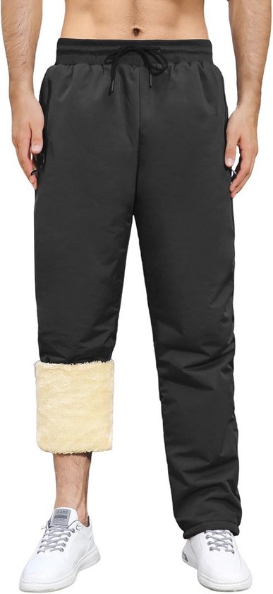 Gevoerde Joggingbroek voor Heren - Winter Outdoor Trainingsbroek met Waterdichte Fleecevoering