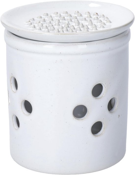 kesurpae Keramische knoflookopbergdoos met deksel Handig en duurzaam keukenaccessoire Keramiek Keramische knoflookpot met deksel hol, wit