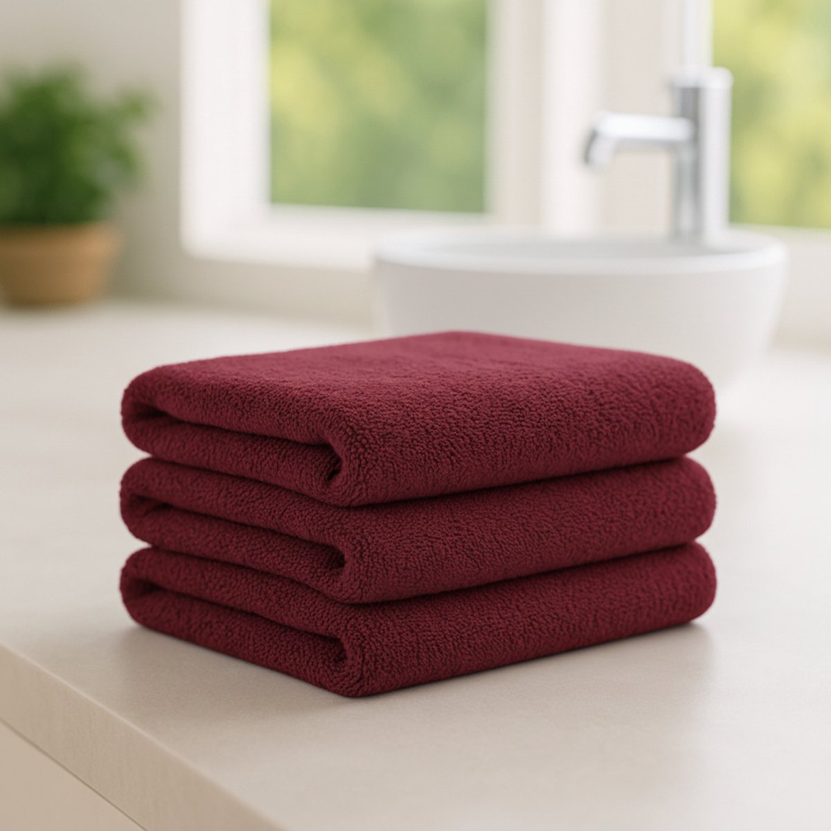 Nile Textile Luxe Handdoek - 50x100 - Donker Rood - 600GSM - Egyptisch Katoen