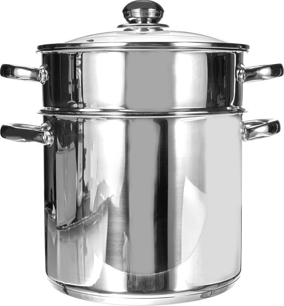 Couscousmaker met Glazen Deksel - Geschikt voor Inductie en Alle Warmtebronnen - Ø24cm, 9L RVS
