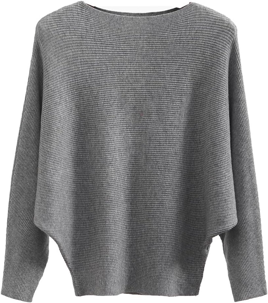 Dames off-shoulder trui met vleermuismouwen - Comfortabele gebreide losse top