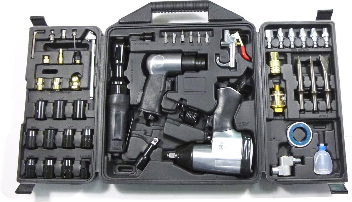 50-delige luchtgereedschapsset met Impact Wrench, Ratchet Wrench en Air Hammer