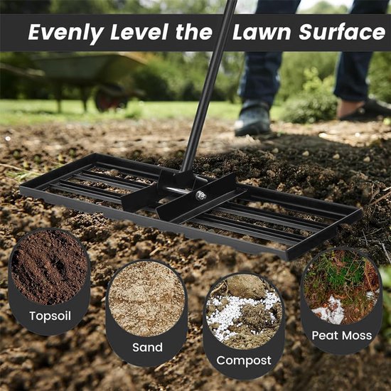 Lawn Levelling Rake - 76 x 25cm - Stalen Rake voor Onderhoud - Efficiënte Bodem Egalisatie voor Tuin - Golfbaan en Binnenplaats — afbeelding 5