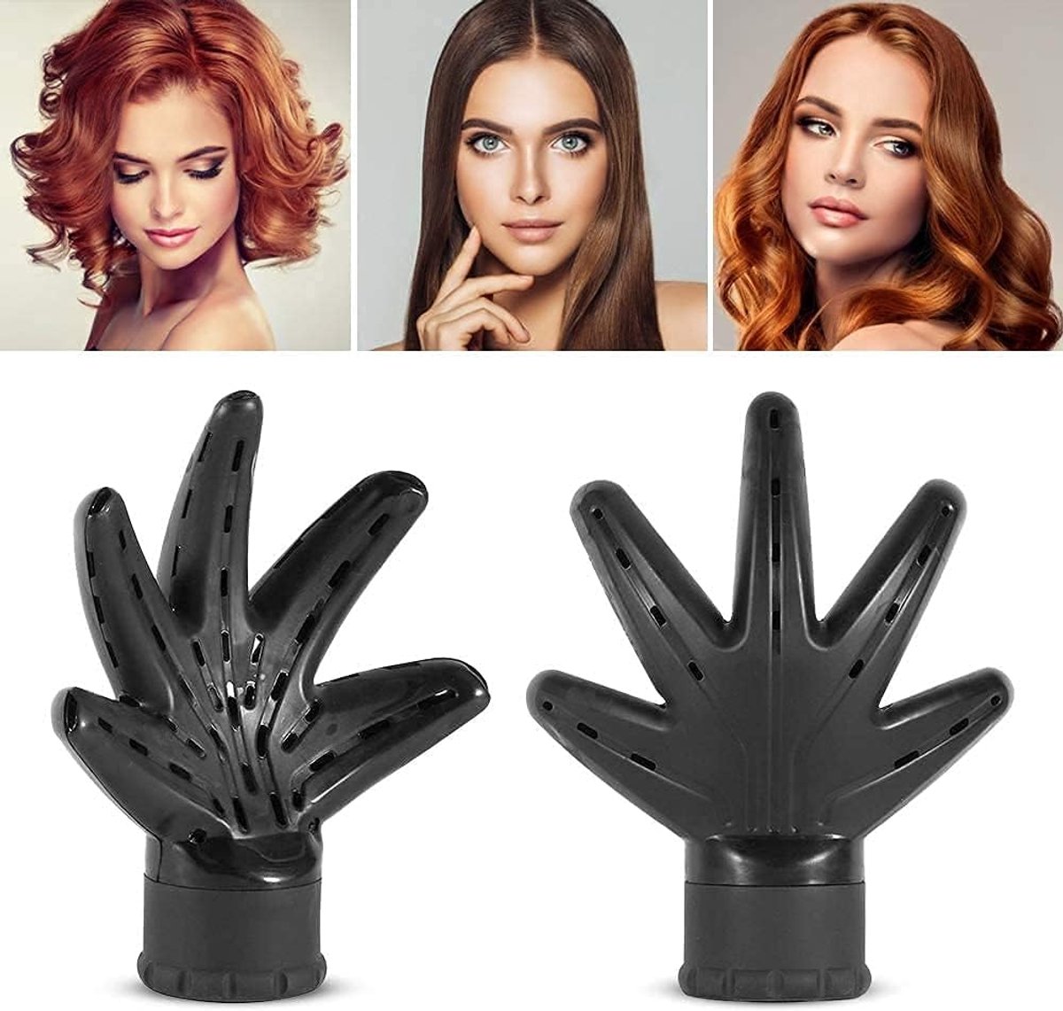 Diffuser voor Haar Föhn - Handvorm - Universele Haar Diffuser - Aanpasbaar voor Haar Föhn - Styling Gereedschappen - Zwart
