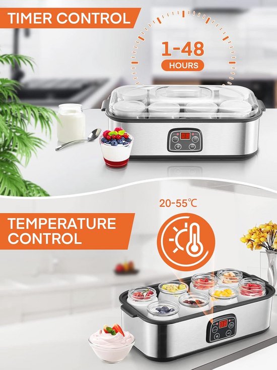 Yoghurt Maker met 8 Glazen - Perfect voor Zelfgemaakte Gezonde Yoghurt van Merkloos — afbeelding 2