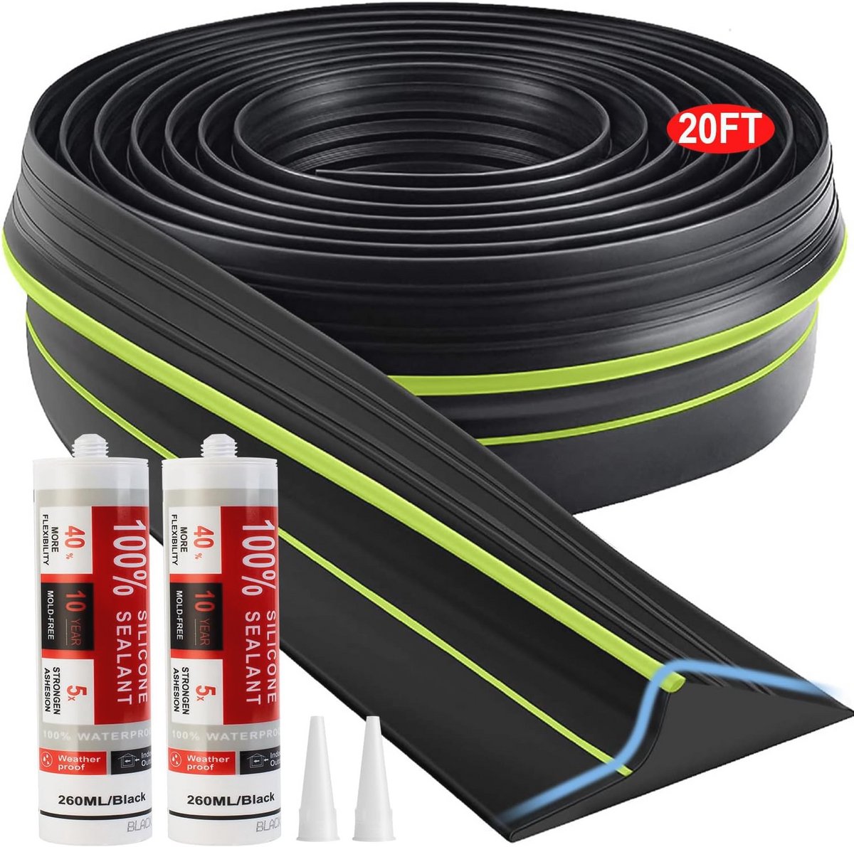 Universele garagedeur drempelafdichtingsstrip - 20 meter waterdichte vloerafdichting voor een schone garage