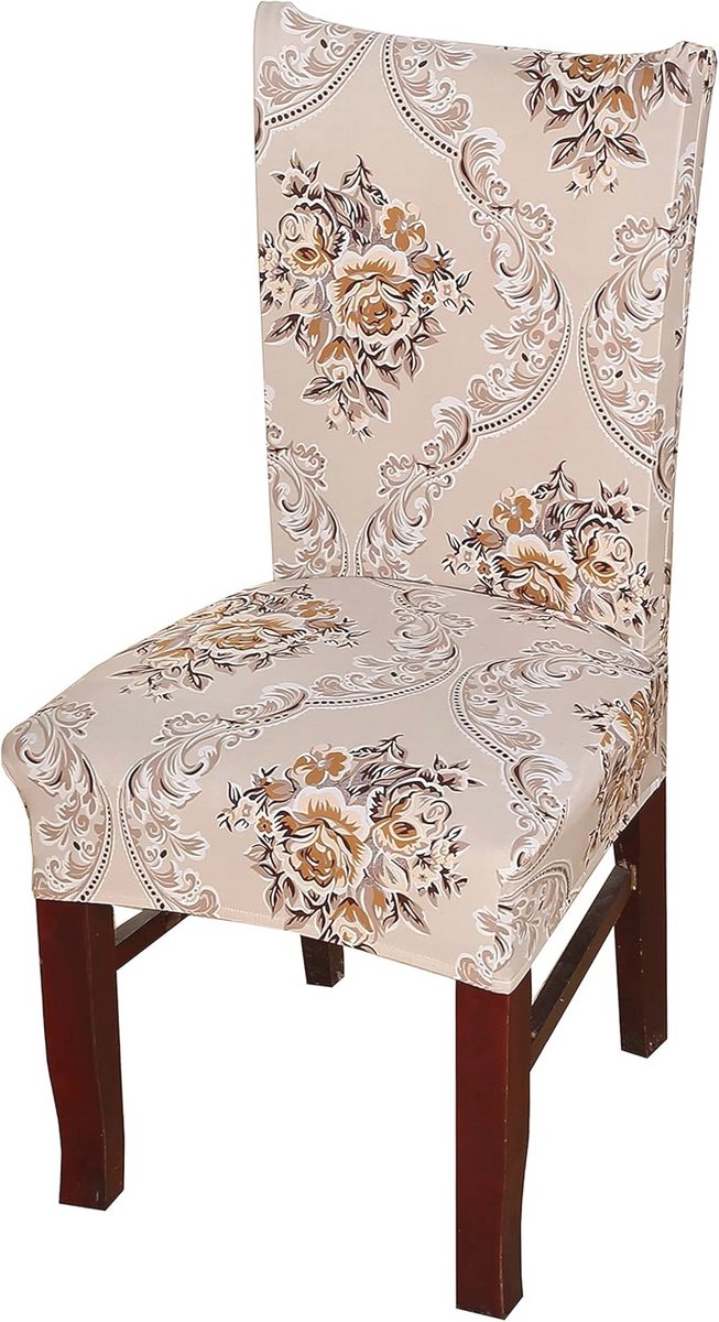 Rekbare Stoelhoezen voor Eetkamerstoelen - Set van 6 - Beige Vintage - Universele Pasvorm
