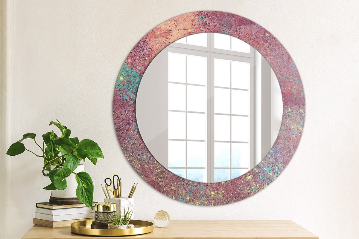 Coloray Bedrukte Spiegel - Festival van kleuren Spiegel Met Bedrukte Lijst - 60 cm - Paars Bedrukte Spiegel - Spiegel Met Bedrukte Lijst - Spiegel Met Decoratie - Spiegel Lijst Met Print Paars Festival van kleuren