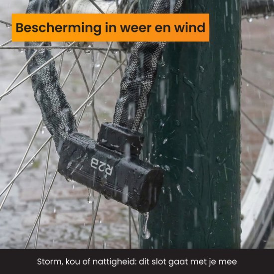 R2B® Fietsslot met twee sleutels - 115 cm - Reflecterend - Kettingslot fiets - Fietssloten electrische fietsen - Fietsslot ketting van R2B — afbeelding 2
