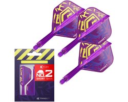 Target Darts Luke Littler World Champion K Flex Flights en Shaft Systeem - Geïntegreerde Dartflights met Shaft - No.2 Paars Geel Design - Short 19mm - 3 Stuks