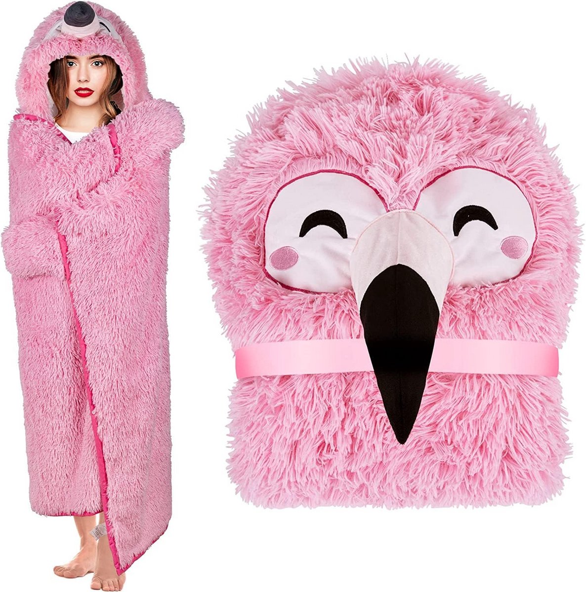 Oversized Draagbare Deken met Capuchon en Mouwen - Luxe Flanel Fleece voor Volwassenen
