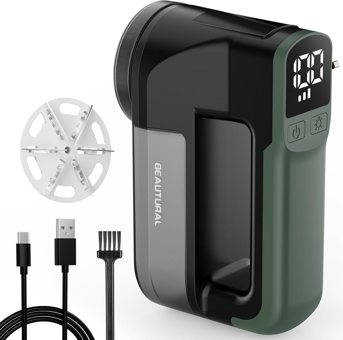 Elektrische Pluizenverwijderaar met USB C Oplaadbaar, 3 Snelheden en LED Display