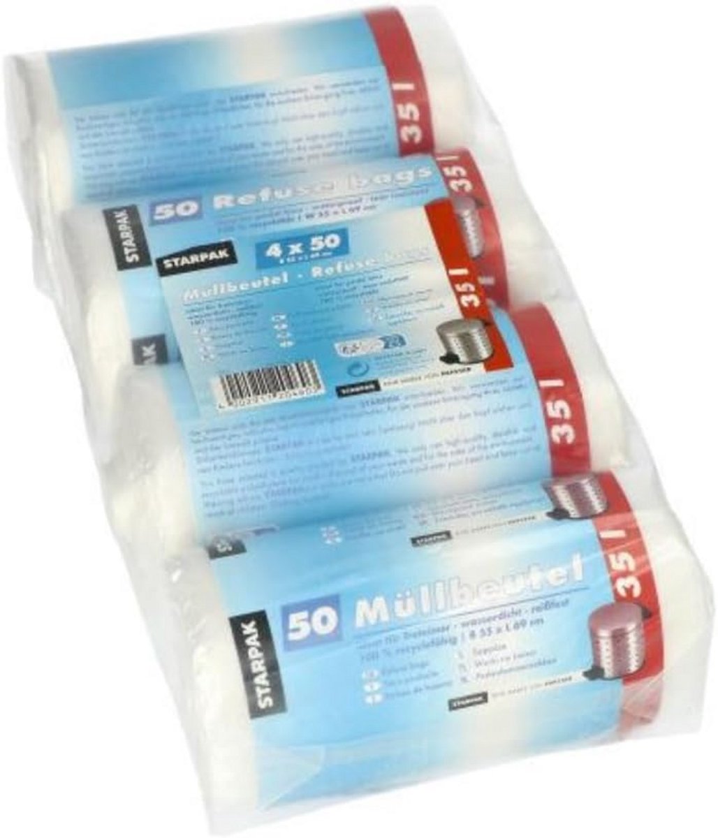 200 Transparante Vuilniszakken op Rol - 35 Liter - HDPE Afvalzakken