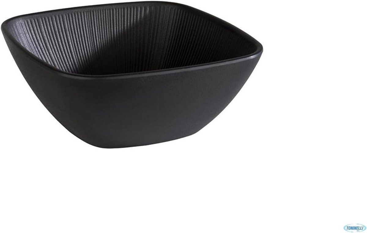Zwarte Vierkante Melamine Schaal 25x25x11 cm - Stevige Serveerschaal