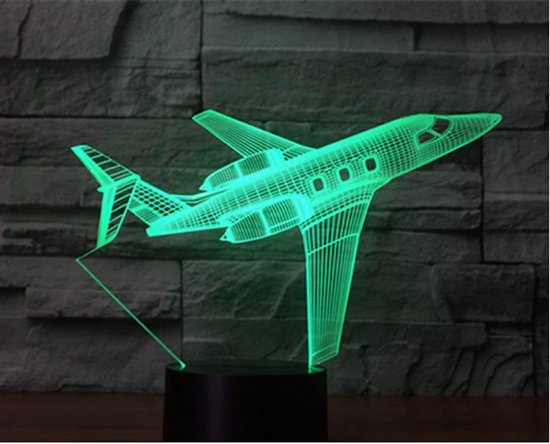 3D Vliegtuig Nachtlampje voor Kinderen - 16 Kleuren LED met Afstandsbediening | Cadeau Jongens en Meisjes — afbeelding 3