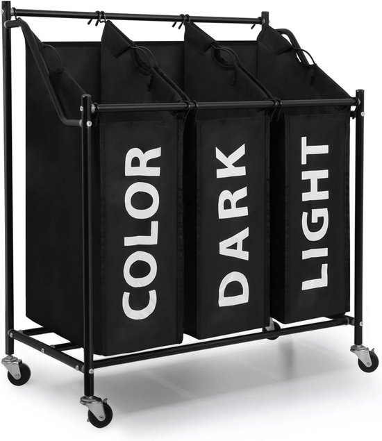 Wasmand op wieltjes, opbergwagen, wassorteerder met universele wielen, rolling wasverzamelaar, opbergmanden voor woonkamer, slaapkamer, bijkeuken, badkamer, toilet, wit (3 verdiepingen Wasmand op wieltjes, opbergwagen, wassorteerder met universele wielen, rolling wasverzamelaar, opbergmanden voor woonkamer, slaapkamer, bijkeuken, badkamer, toilet, wit (3 verdiepingen