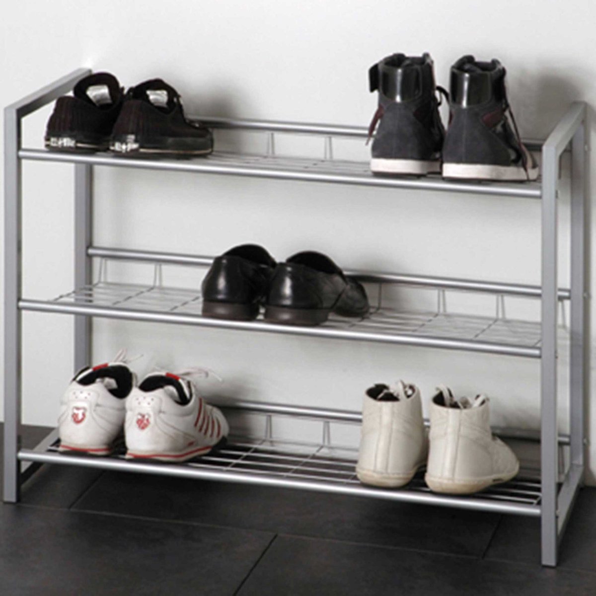 Schoenenrek Leonore 80cm, 3 Planken - Aluminium - Haku - Schoenenrek - Grijs - Aluminium