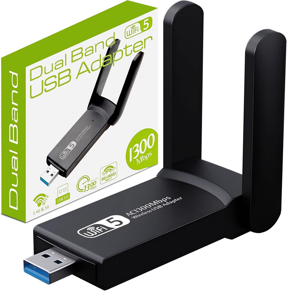 Snelle USB 3.0 WLAN Stick Dual Band WiFi Adapter 867Mbps voor Desktop en Laptop