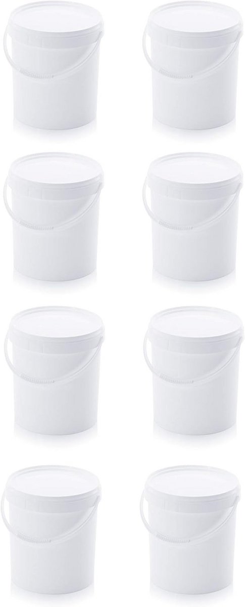 Set van 8 Emmer met Deksel 10,8 Liter - Voedselveilig Opslagvat