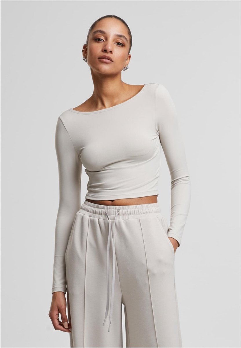 Urban Classics Slim Fit Lange Mouwen Top Vrouwen Dames Shirt met lange mouwen – M Grijs