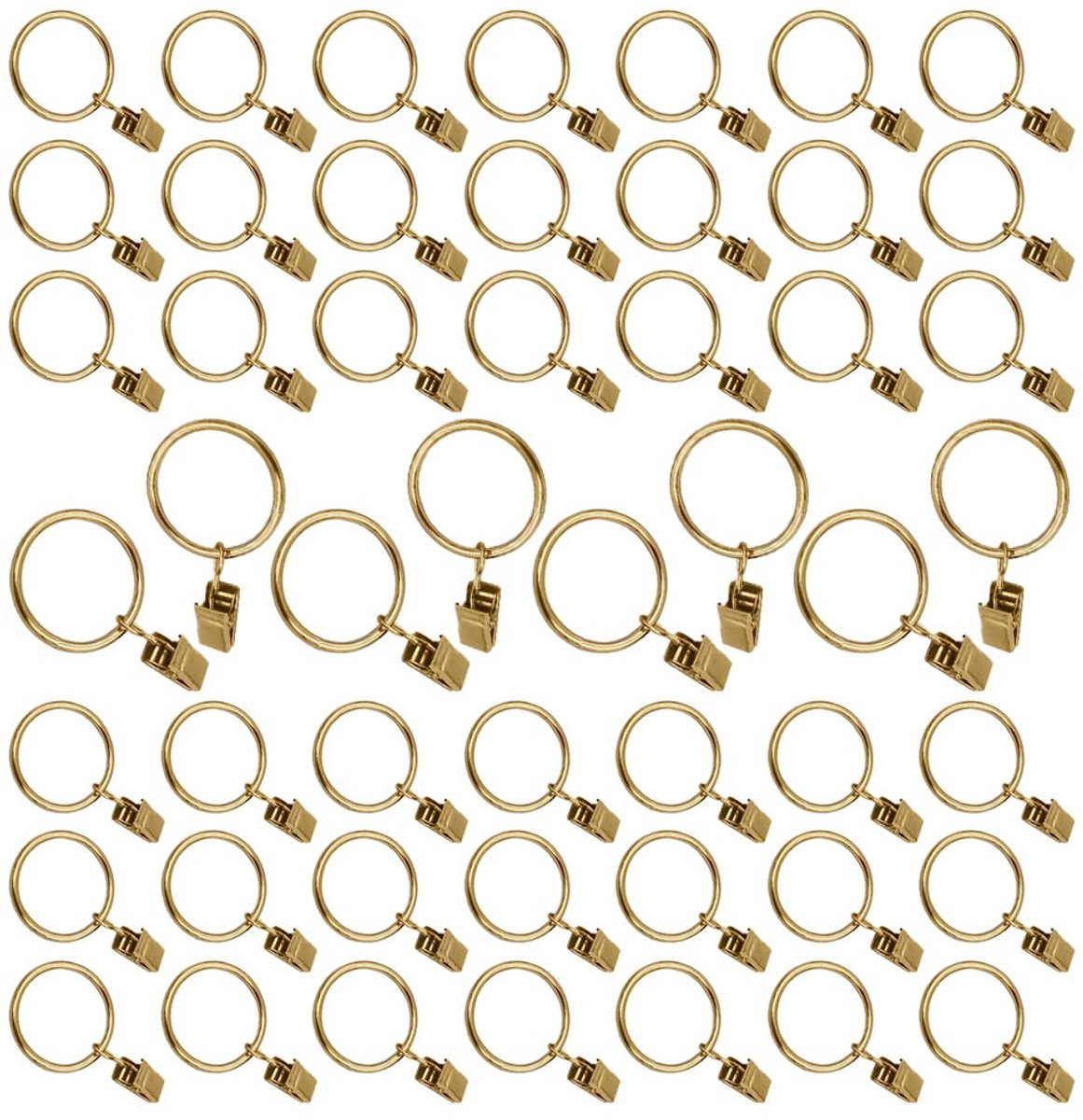 50 stuks gordijnringen met clips, roestvrije metalen gordijnring, 38 mm diameter hanger ringhaak clip voor het vasthouden van zware gordijnen staafset en draperen - goud