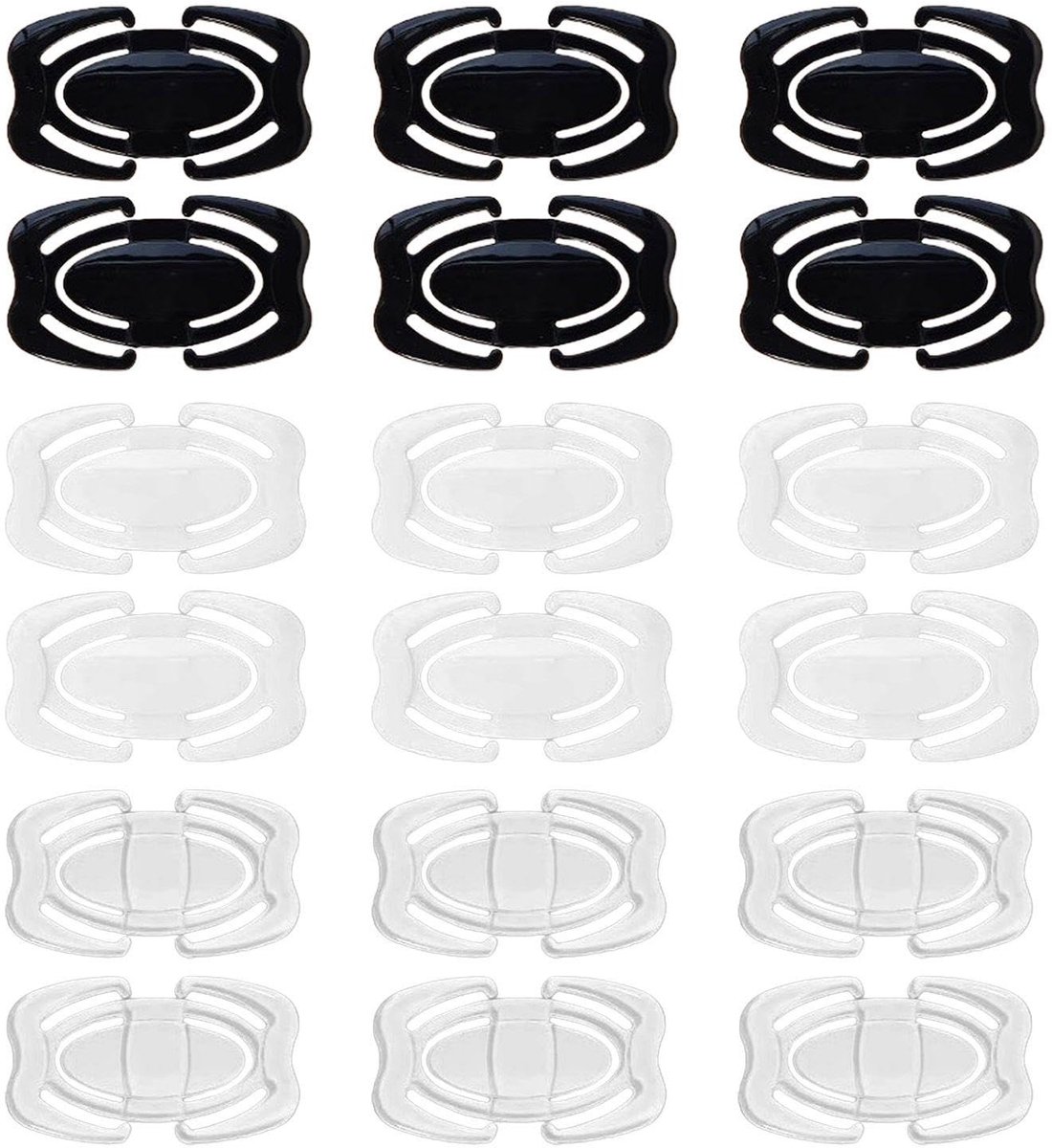 18 stuks bh-gespen, dames-bh-armbandgespen, clips voor bh-accessoires, zwart, M, zwart