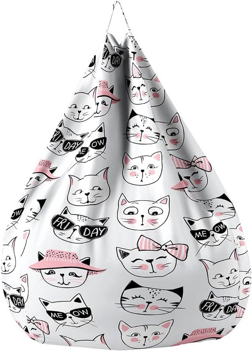 Grote Zitzak zonder vulling met Kattenprint - Comfortabele Kinderzitzak voor Binnen/Buiten