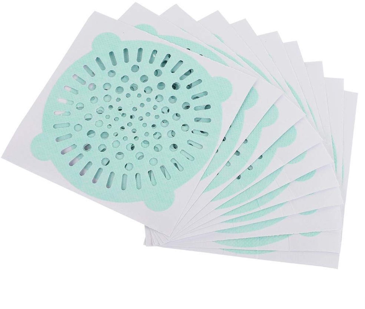 10 stuks wegwerp-afvoerfilter, veilige folie, doucheafvoerdeksel, haarvanger voor keuken, badkamer, vloerafvoer, zelfklevende (groen)