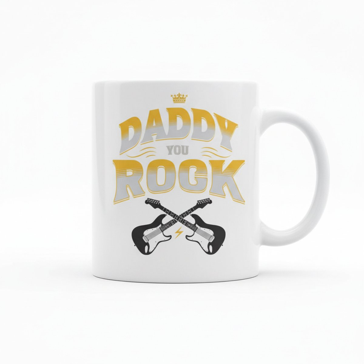 Daddy You Rock Witte Mok 330ml – Stoere Gitaar Design Vaderdag Cadeau voor Papa