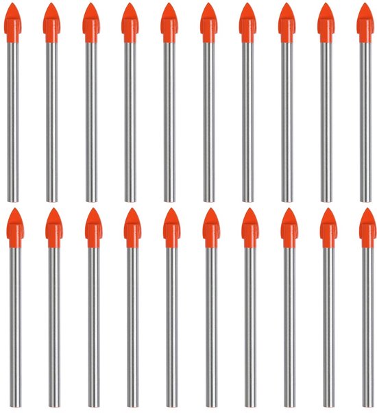 S&R Tegelboor, glasboor, keramische boorset, in kunststof doos 6 stuks: 3,4,5,6,8,10 mm, met ronde schacht en carbide hardmetalen punt