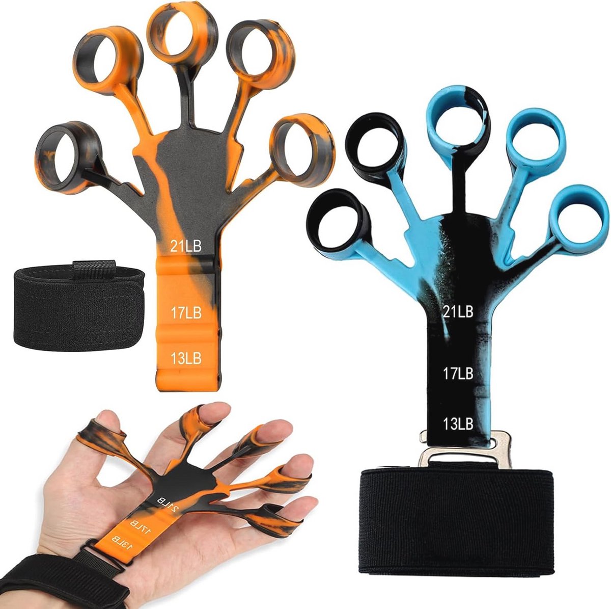 Vingerversterker Set - Silicone Handgreeptrainer met 6 Weerstandsniveaus voor Sport en Muziek