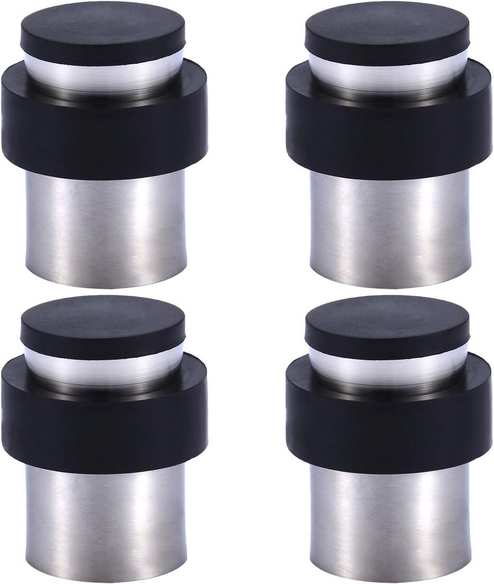 Cilindervormige Deurstopper voor Vloer en Muur, 4.5cm Roestvrij Staal met Rubber