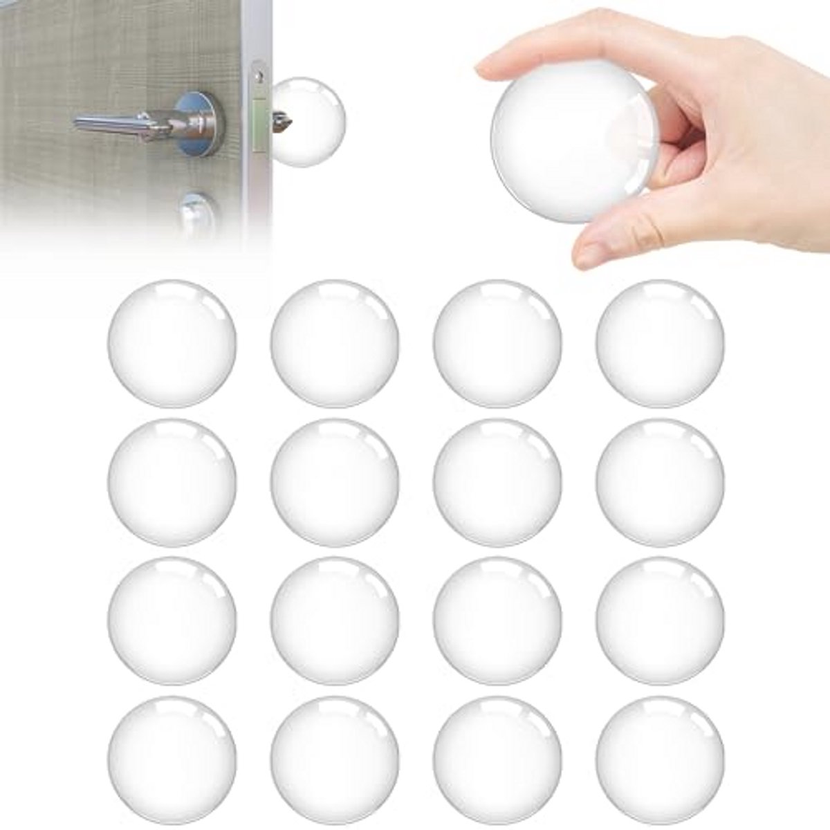 Transparante Deurstopper - Set van 16 Zelfklevende Rubber Buffers voor Muren, Glas en Hout - 40 x 8 mm