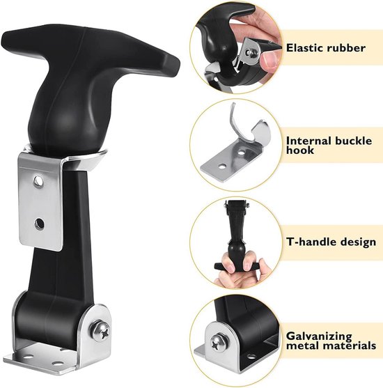 Tiardey Rubberen Motorgrendel – 2 Stuks – RVS T-handgreep – Voor Gereedschapskist, Auto, Trolley