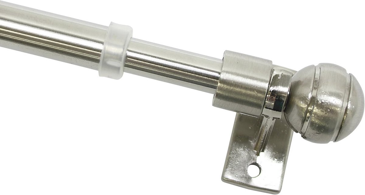 Uitschuifbare Gordijnroede met Steunen en Montagebeugel - Diameter 8/10 mm, Lengte 60-100 cm, RVS Look