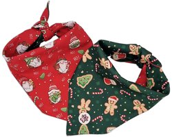 Kerst Bandana Hond - Dubbelzijdige Hondenbandana - Rood - Groen - Kerstmis - Kerstkabouters - Peperkoek - Gnomey Glamour - Paw My God! - Maat M