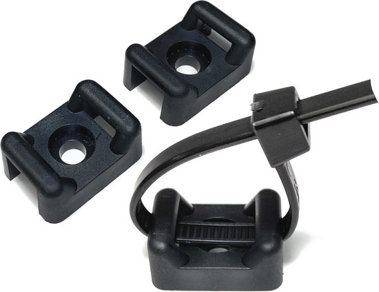 Zwarte nylon schroefmontage kabelbinder houder – duurzaam en veelzijdig