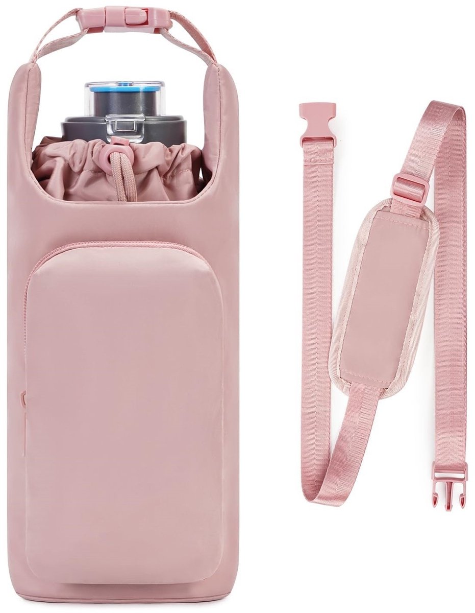 Sporttas - Flessenhouder - 40 Oz Geïsoleerde Waterfles Draagband Crossbody Tas - Wandel-, Sportschool- En Yogatas - Grote Capaciteit - Stijlvol En Lichtgewicht - Roze — cadeau in Sport & Outdoor - foto 3