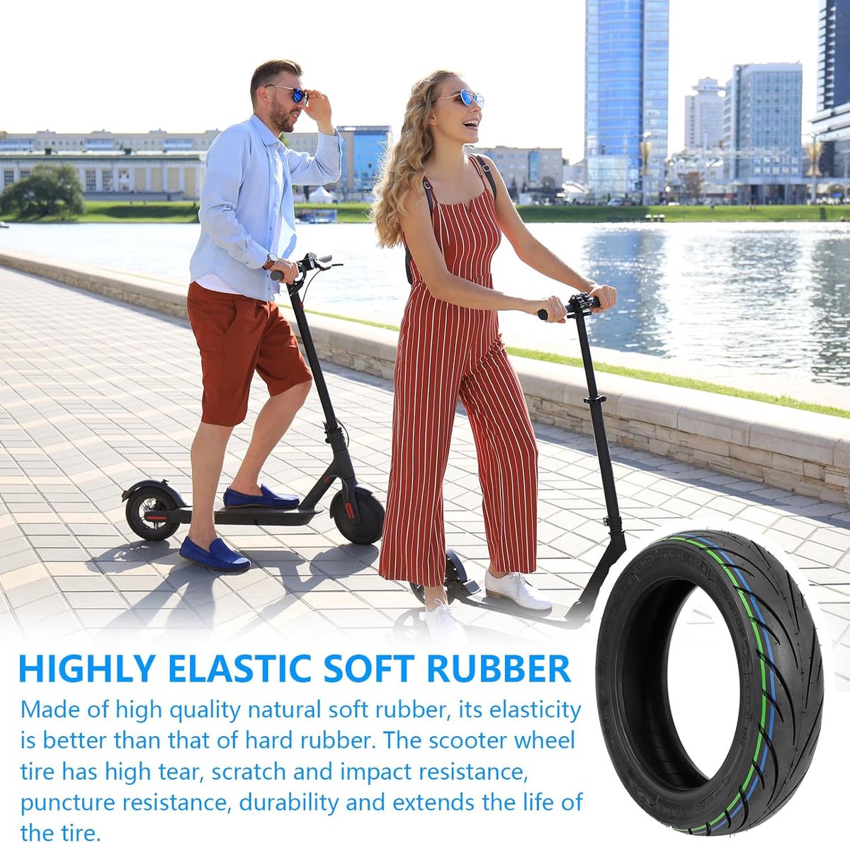 10 Inch E-Scooter - Solid Rubber Tyres voor NIU KQi2/KQi2 Pro - Shock Absorberende Voor- en Achterwielen - 10 x 2.3-6.5 – foto 6