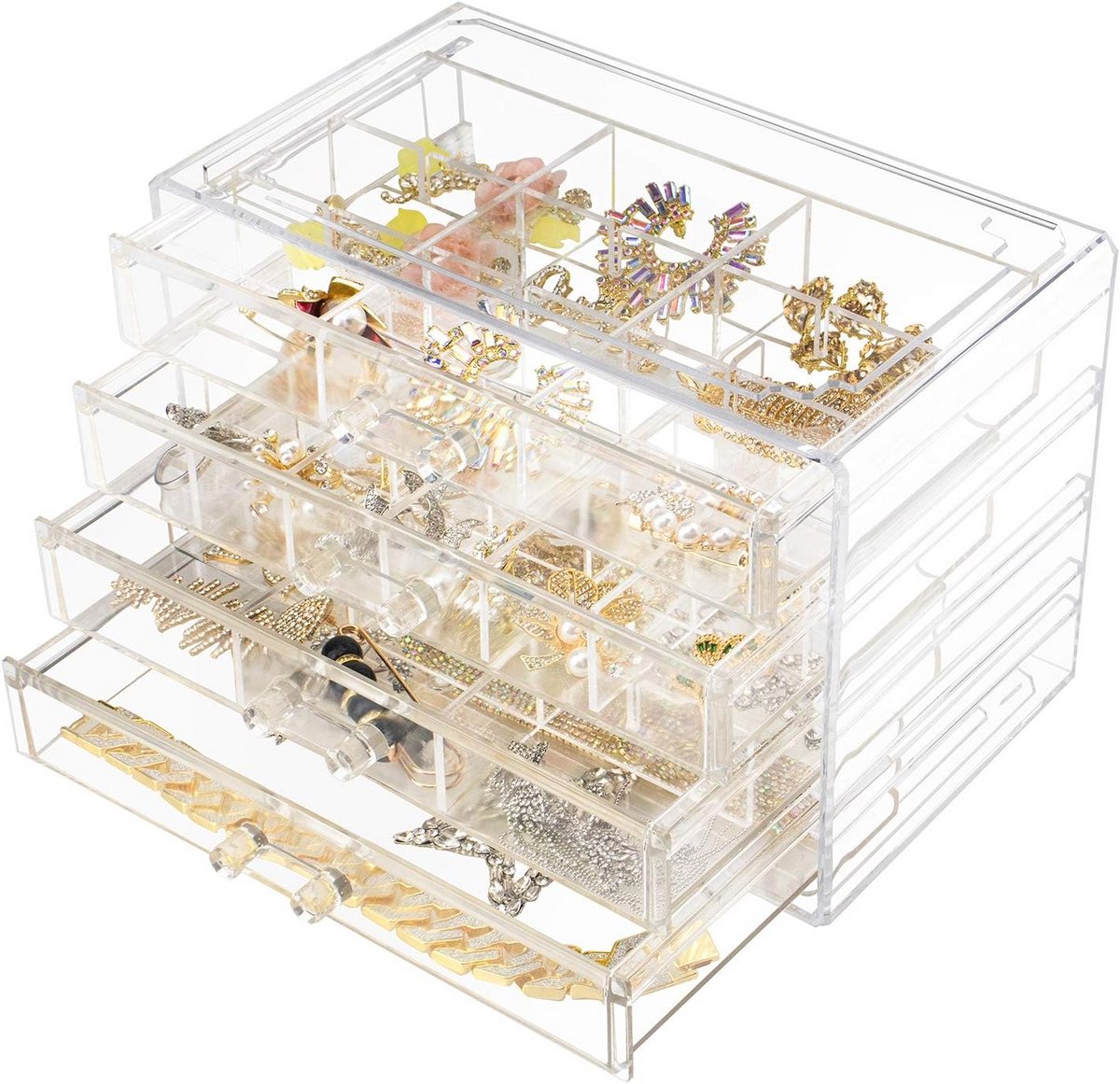 Sieraden Organizer met 72 Grids en Verstelbare Verdelers - Grote Capaciteit voor Oorbellen en Ringen
