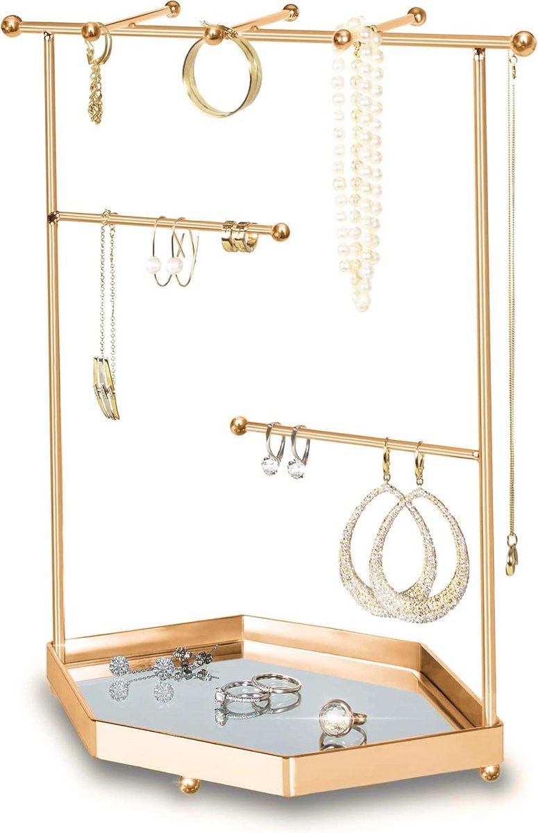 Luxe Sieradenhouder met Spiegeltray | Organizer voor Kettingen, Oorbellen en Armbanden