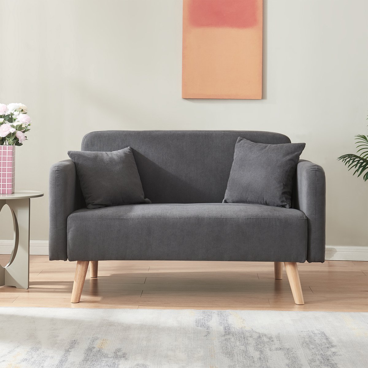 en.casa 2-zitsbank Midt 132x70x80,5 cm grijs [en.casa]