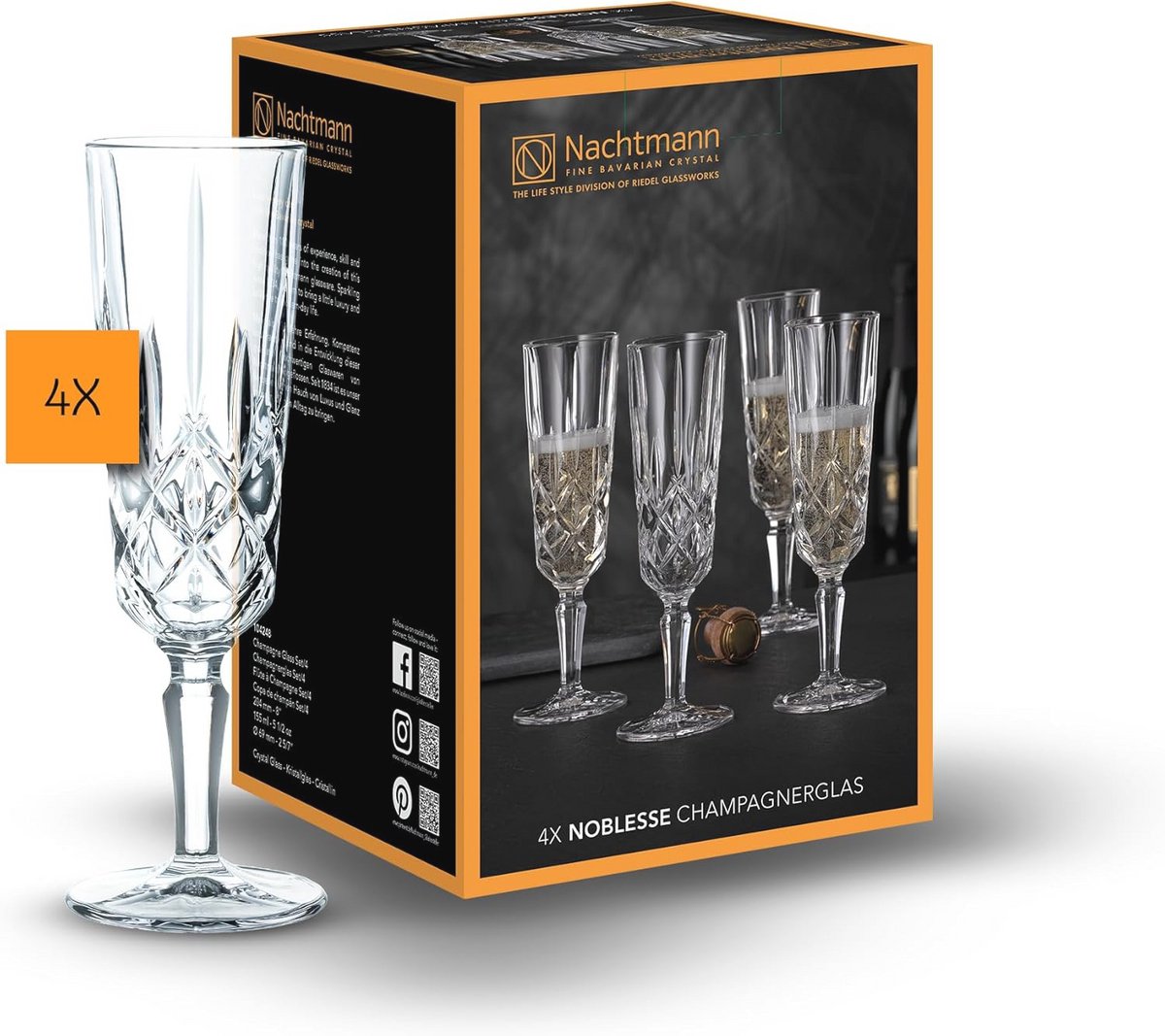 Champagneglazen set van 4 - Kristalhelder en Elegant