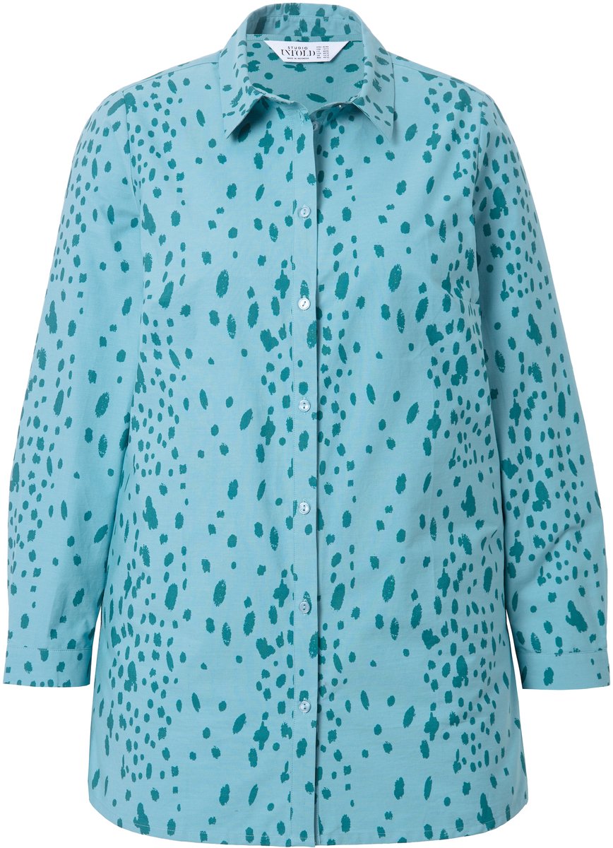 Studio Untold - Dames - Overhemdblouse boxy model stippenprint - Lichte benzine - Maat 58+